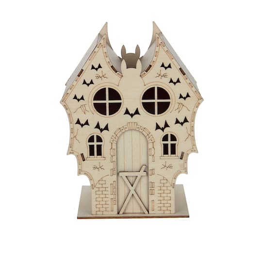 Michaels, 7.5" Haunted Bat Villa DIY LED Wood Décor by Make Market® – Category: DIY Wood & Ceramic Crafts